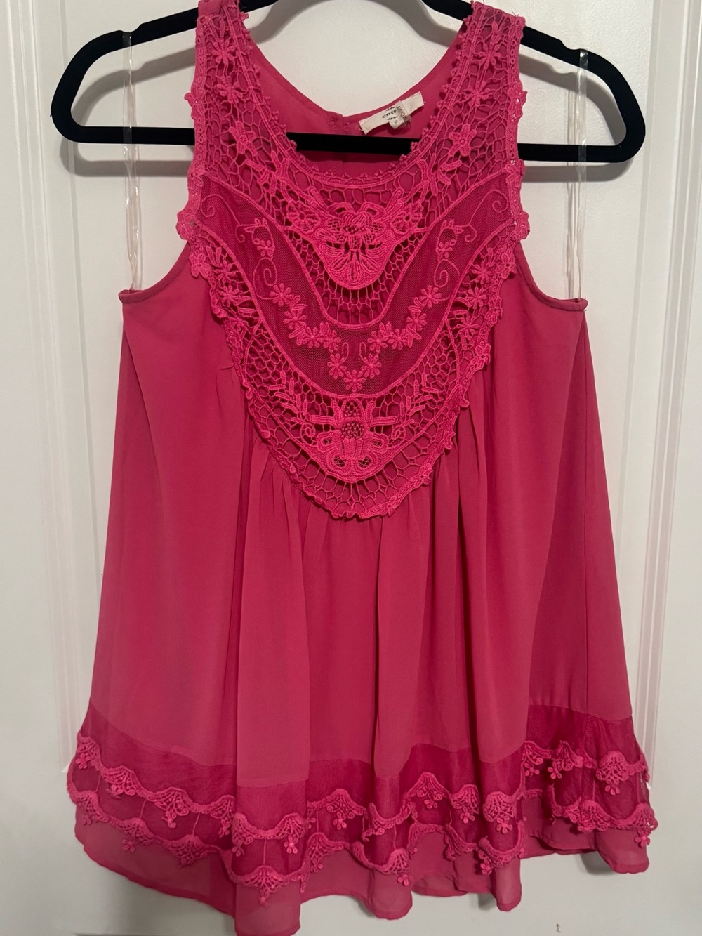 Women's Pink Crochet Entro Sleeveless Top Size S